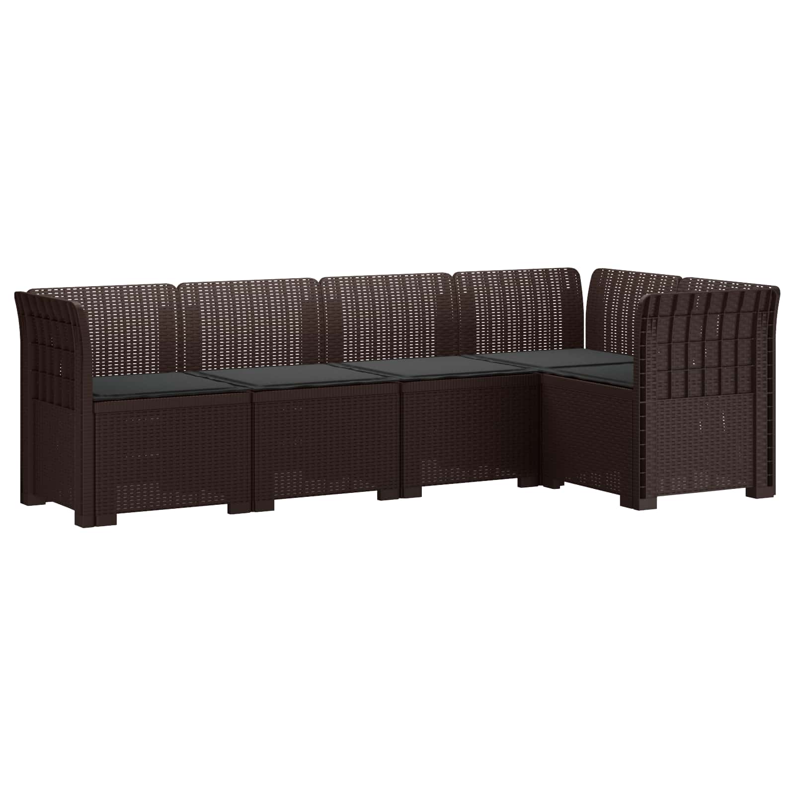 vidaXL 5-Seater Garden Sofa with Cushions Rattan Look PP Brown 2