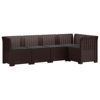 vidaXL 5-Seater Garden Sofa with Cushions Rattan Look PP Brown 2