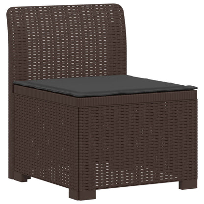 vidaXL 5-Seater Garden Sofa with Cushions Rattan Look PP Brown 3