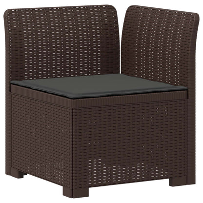 vidaXL 5-Seater Garden Sofa with Cushions Rattan Look PP Brown 4
