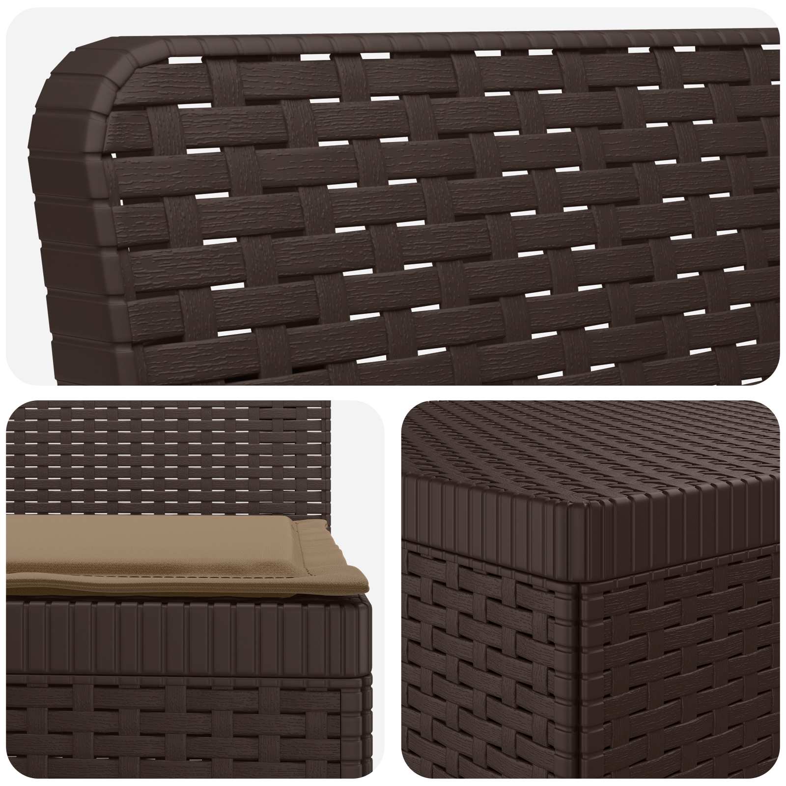 vidaXL 5-Seater Garden Sofa with Cushions Rattan Look PP Brown 5