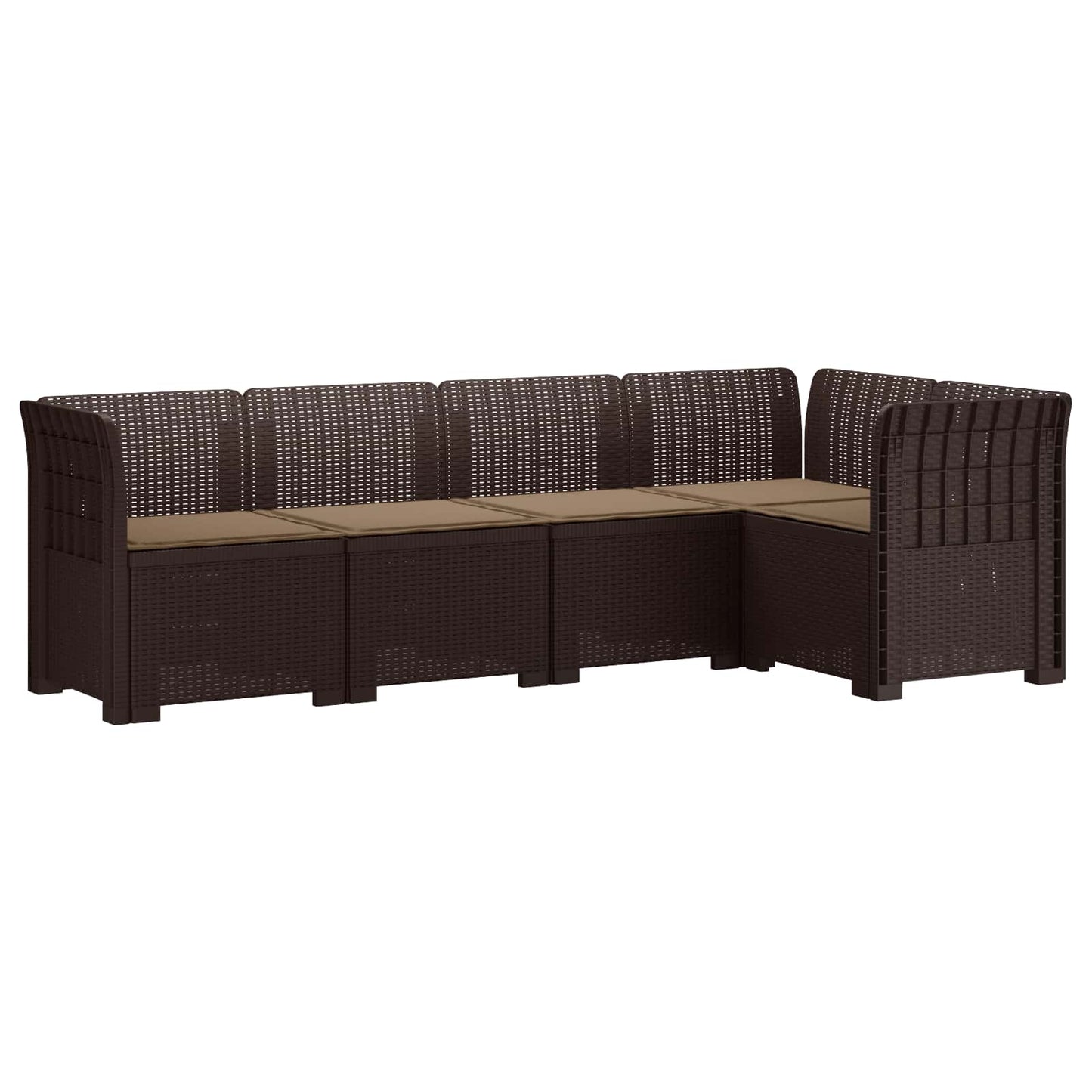 vidaXL 5-Seater Garden Sofa with Cushions Rattan Look PP Brown 2
