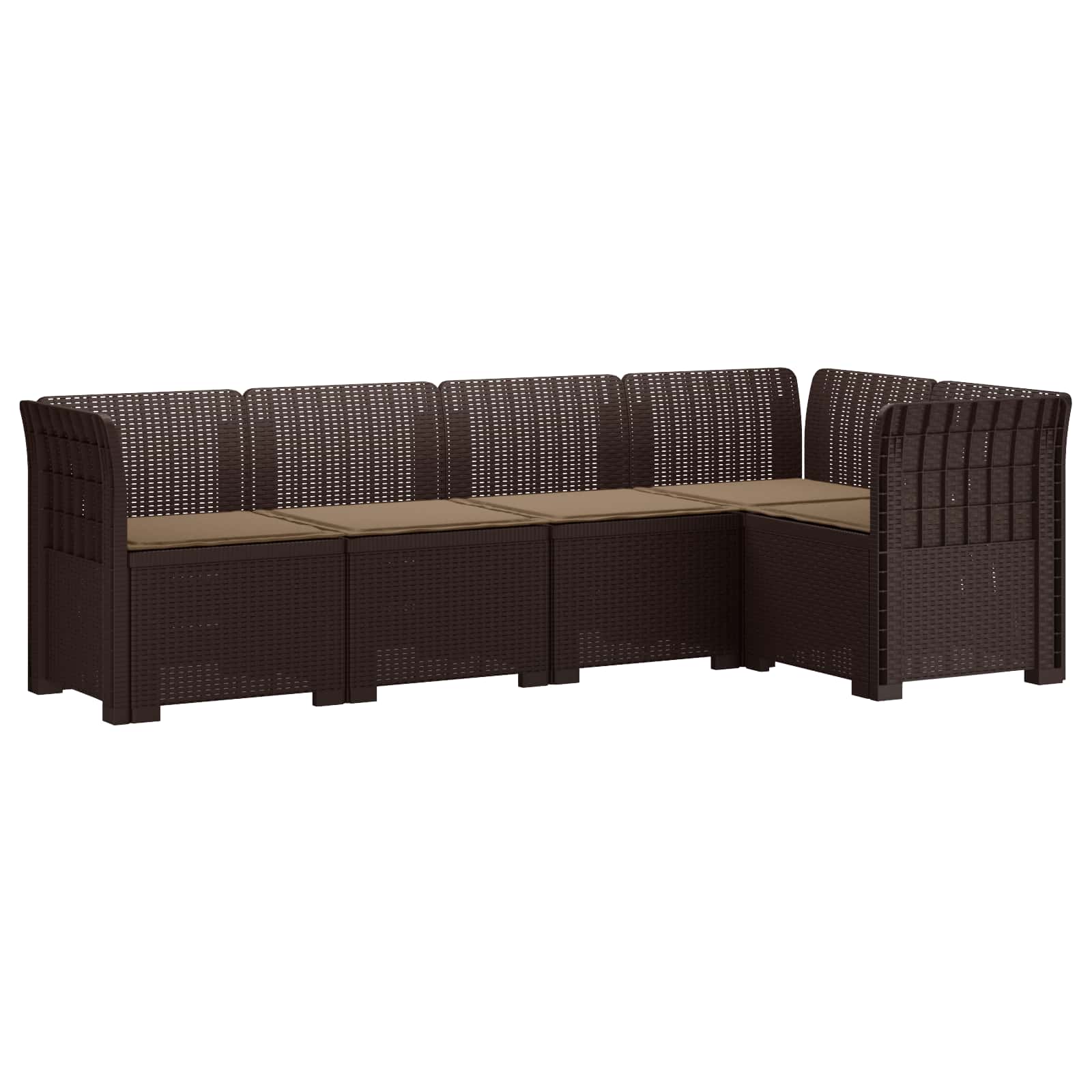 vidaXL 5-Seater Garden Sofa with Cushions Rattan Look PP Brown 2