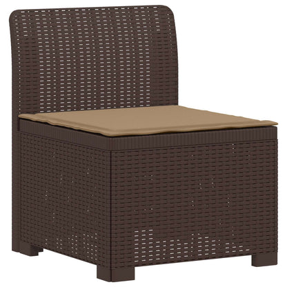 vidaXL 5-Seater Garden Sofa with Cushions Rattan Look PP Brown 3