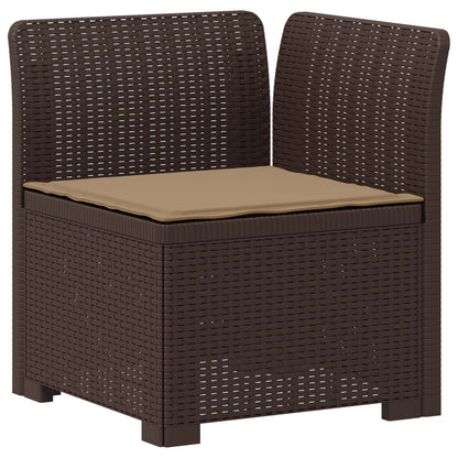 vidaXL 5-Seater Garden Sofa with Cushions Rattan Look PP Brown 4