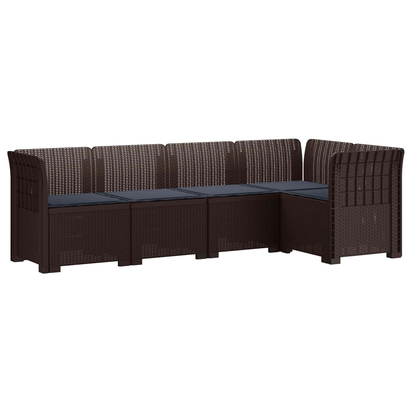 vidaXL 5-Seater Garden Sofa with Cushions Rattan Look PP Brown 2