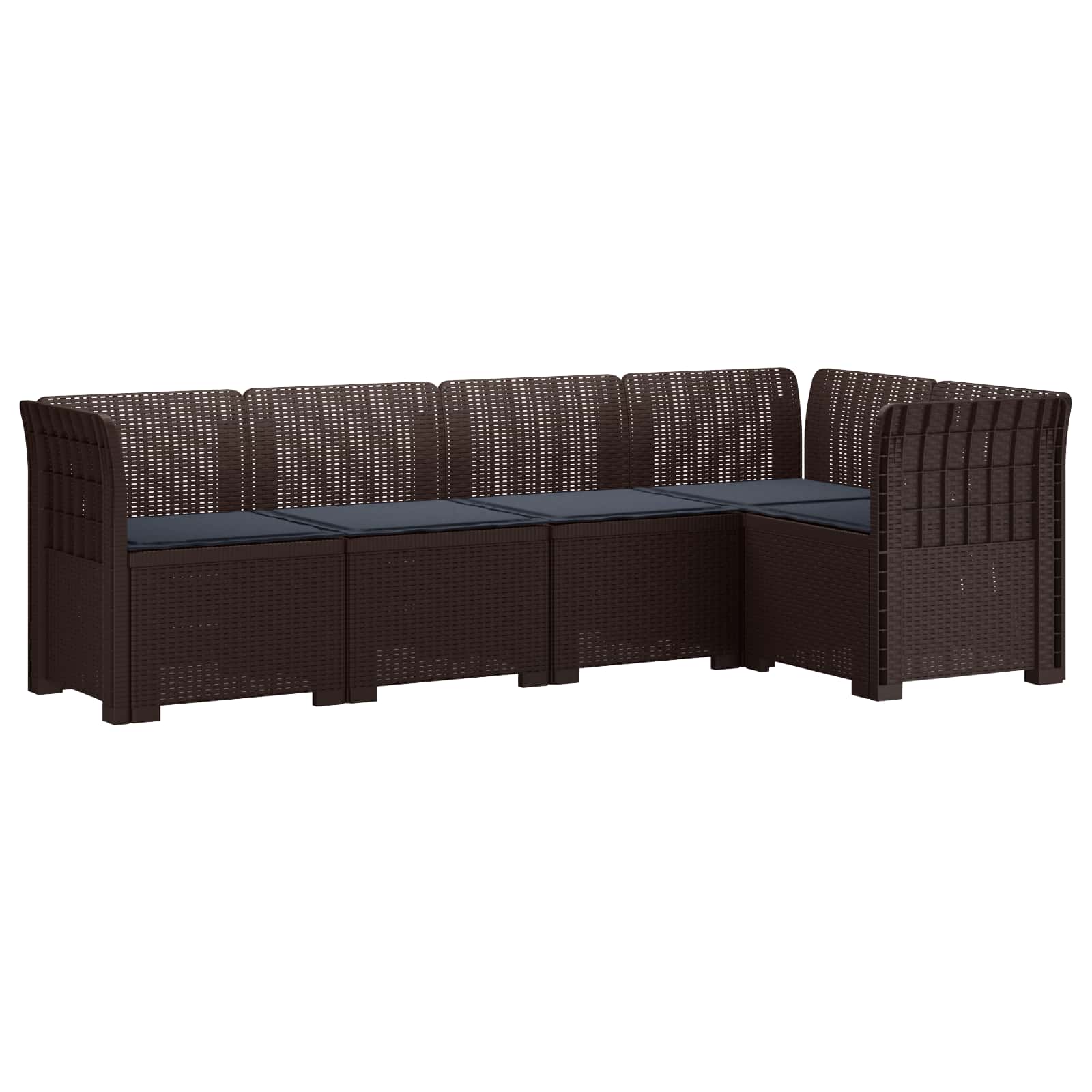 vidaXL 5-Seater Garden Sofa with Cushions Rattan Look PP Brown 2