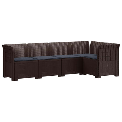 vidaXL 5-Seater Garden Sofa with Cushions Rattan Look PP Brown 2