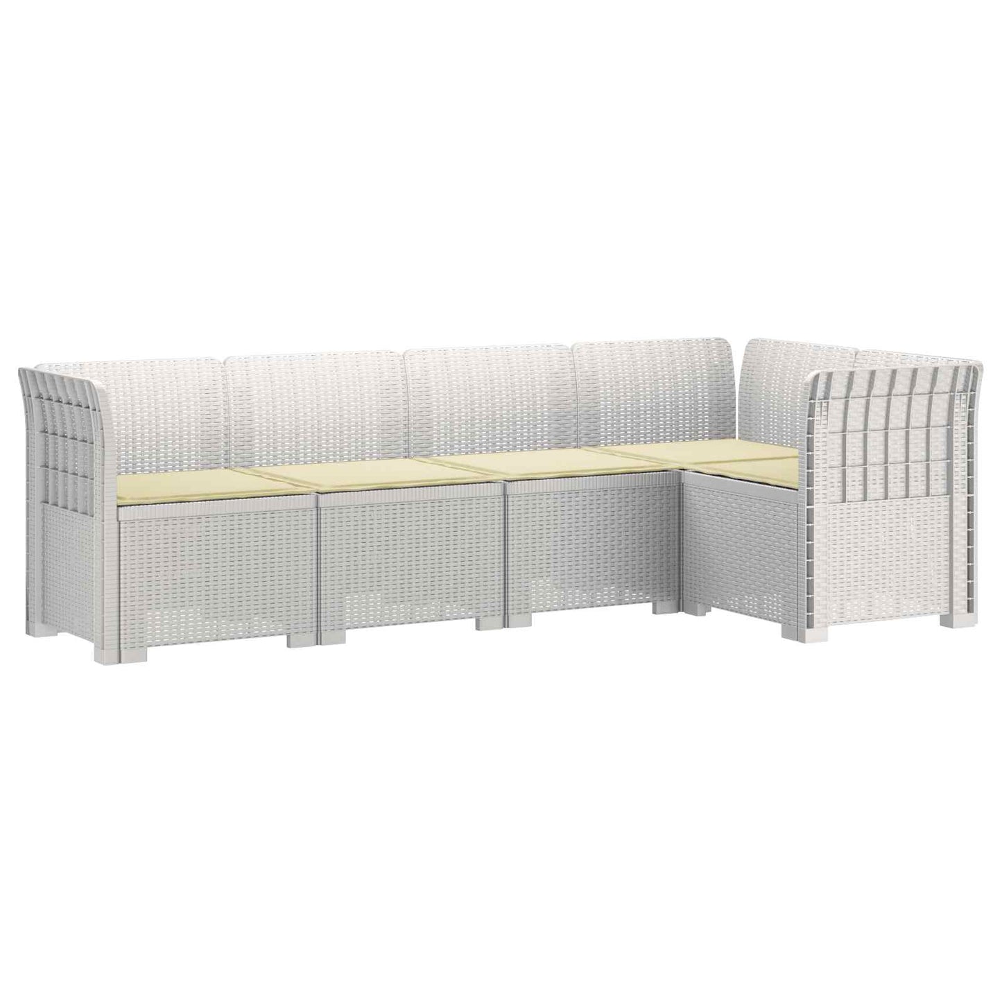 vidaXL 5-Seater Garden Sofa with Cushions Rattan Look PP White 2