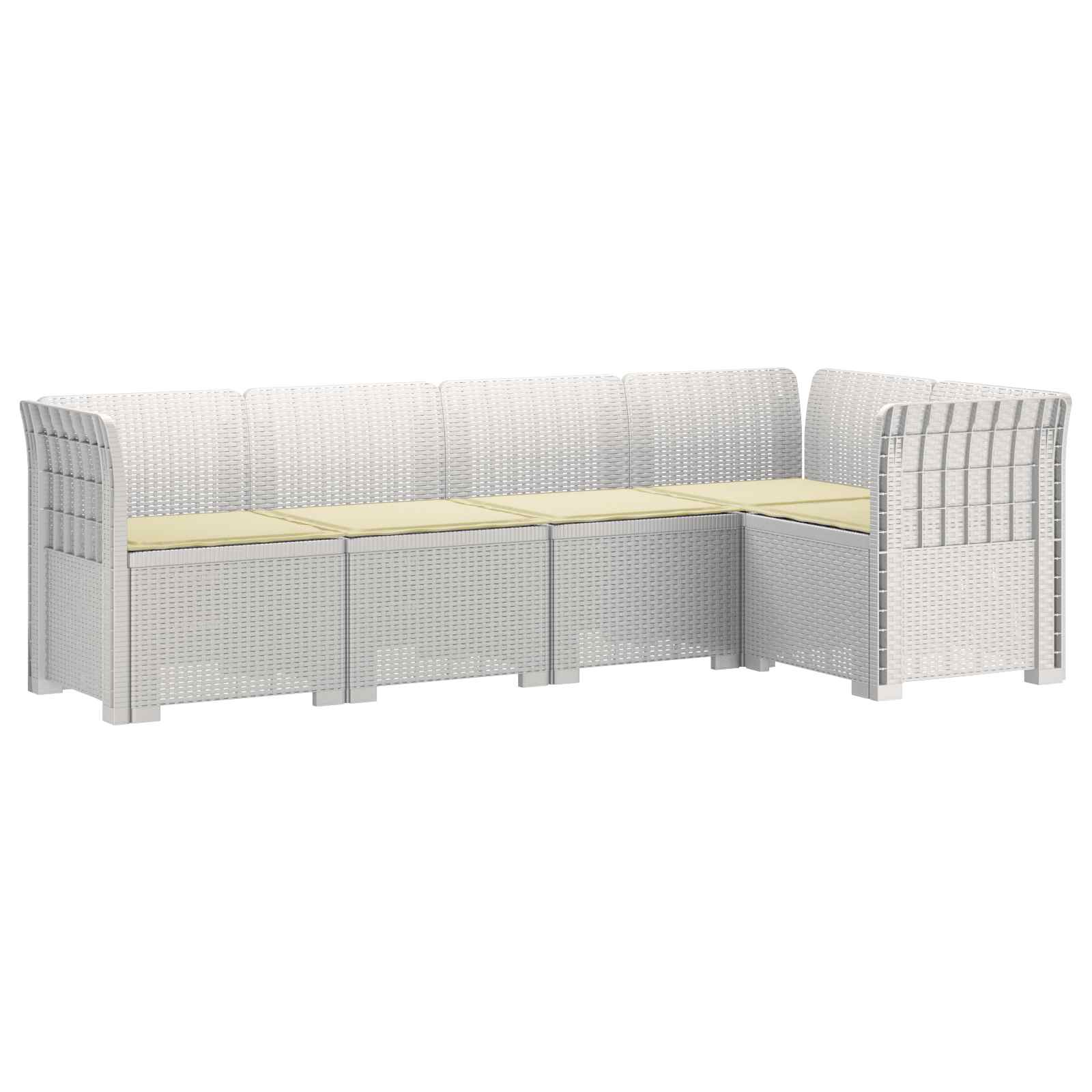 vidaXL 5-Seater Garden Sofa with Cushions Rattan Look PP White 2