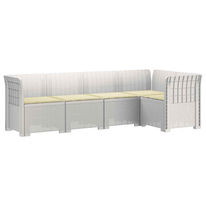 vidaXL 5-Seater Garden Sofa with Cushions Rattan Look PP White 2