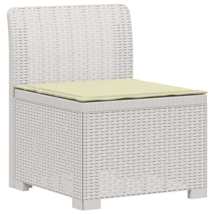 vidaXL 5-Seater Garden Sofa with Cushions Rattan Look PP White 3