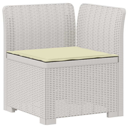 vidaXL 5-Seater Garden Sofa with Cushions Rattan Look PP White 4