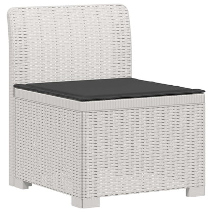 vidaXL 5-Seater Garden Sofa with Cushions Rattan Look PP White 3