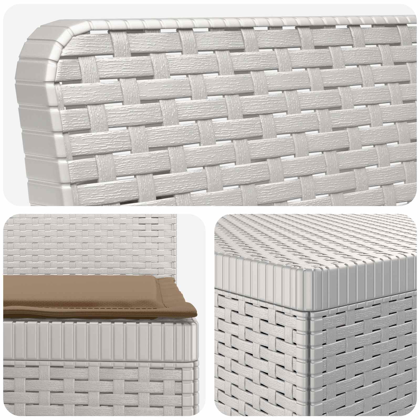 vidaXL 5-Seater Garden Sofa with Cushions Rattan Look PP White 5