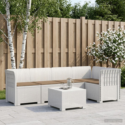 vidaXL 5-Seater Garden Sofa with Cushions Rattan Look PP White 1