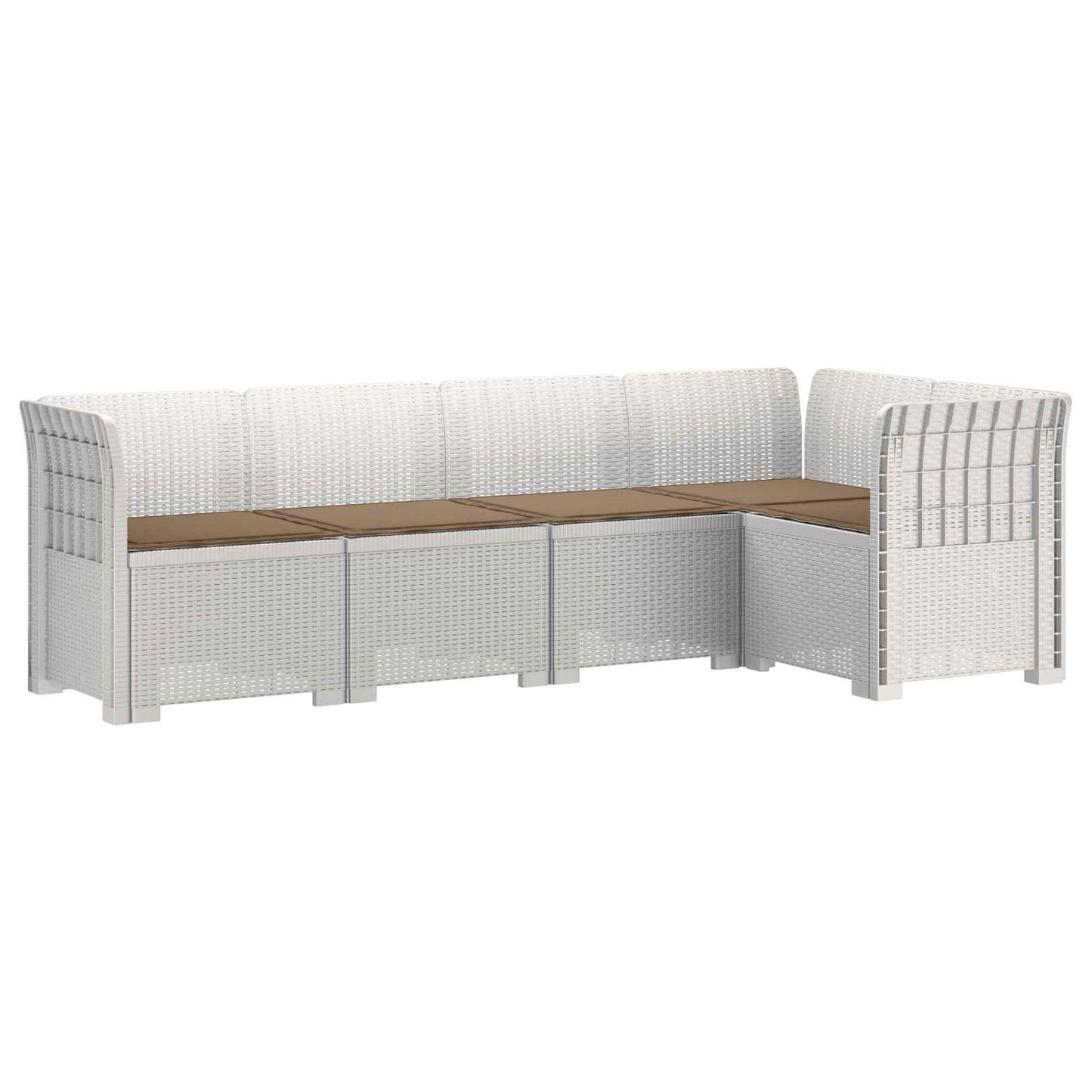 vidaXL 5-Seater Garden Sofa with Cushions Rattan Look PP White 2