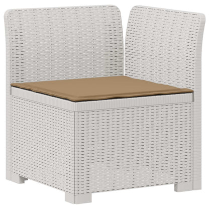 vidaXL 5-Seater Garden Sofa with Cushions Rattan Look PP White 4