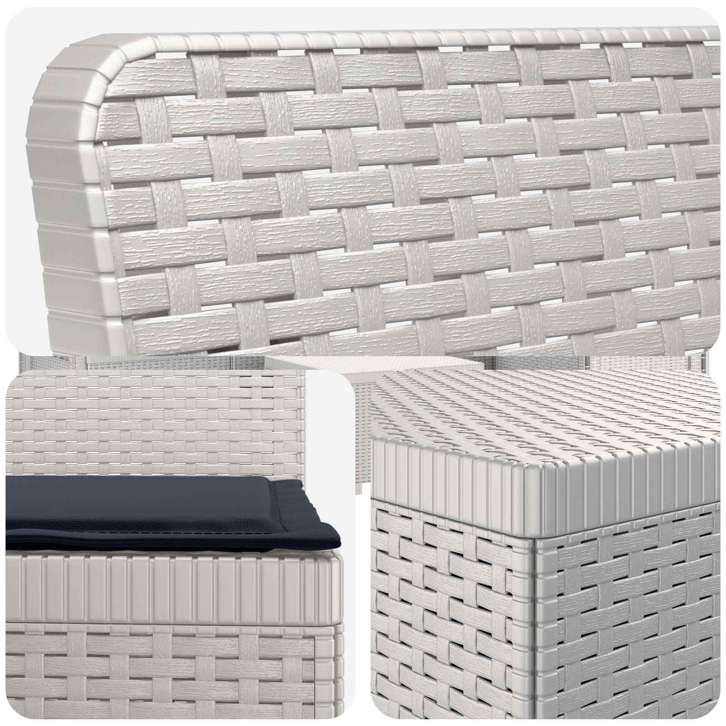 vidaXL 5-Seater Garden Sofa with Cushions Rattan Look PP White 5