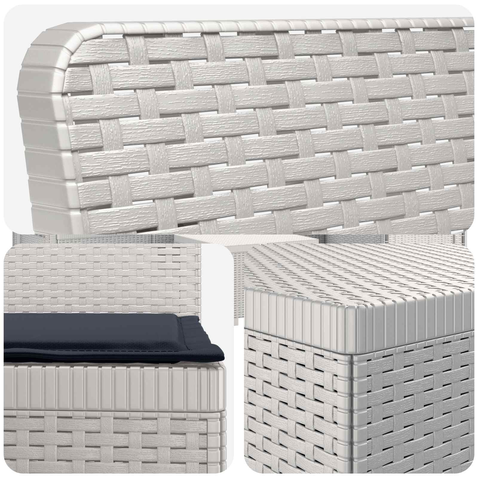 vidaXL 5-Seater Garden Sofa with Cushions Rattan Look PP White 5