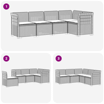 vidaXL 5-Seater Garden Sofa with Cushions Rattan Look PP White 6