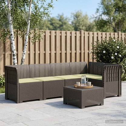 vidaXL 5-Seater Garden Sofa with Cushions Rattan Look PP Light Grey 1