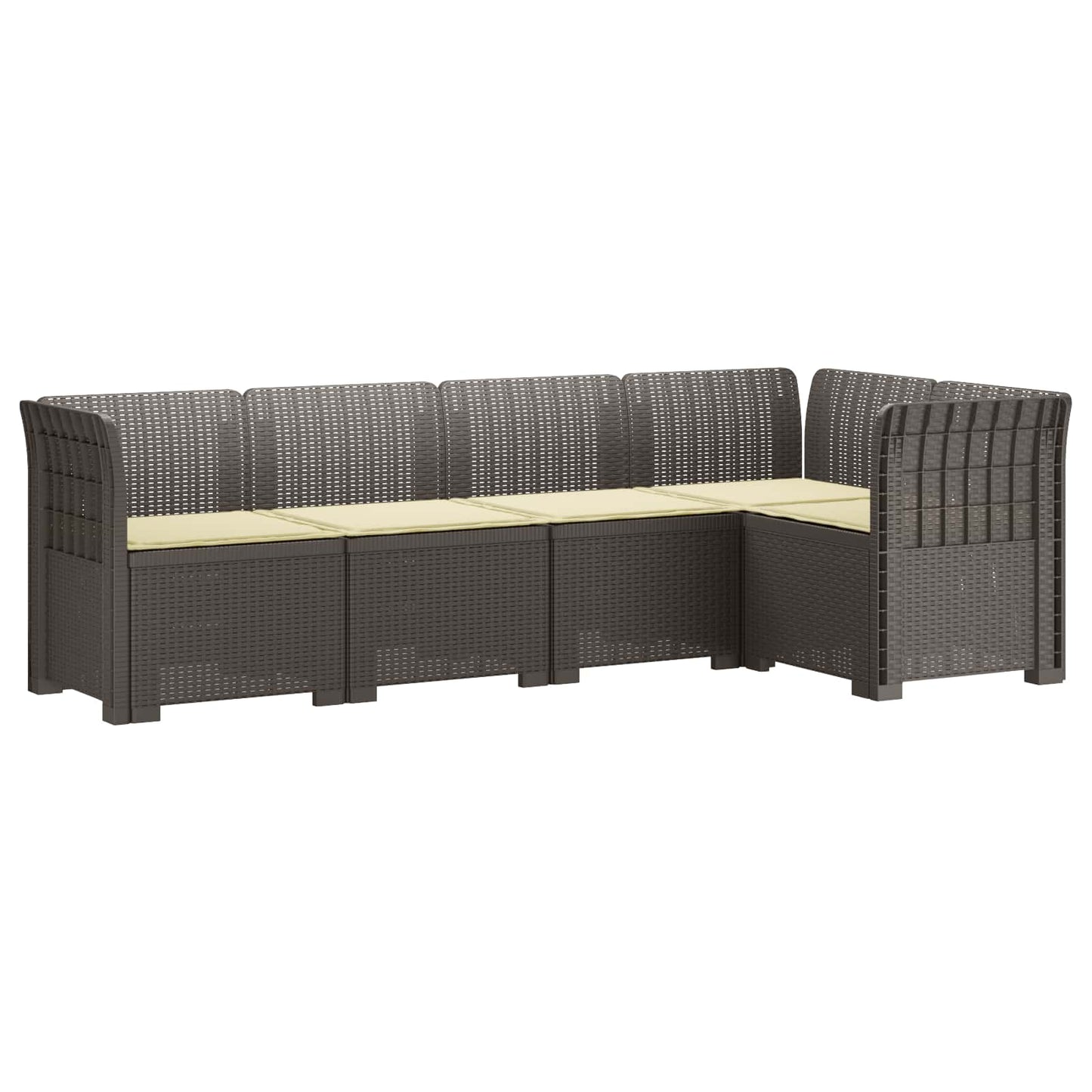 vidaXL 5-Seater Garden Sofa with Cushions Rattan Look PP Light Grey 2