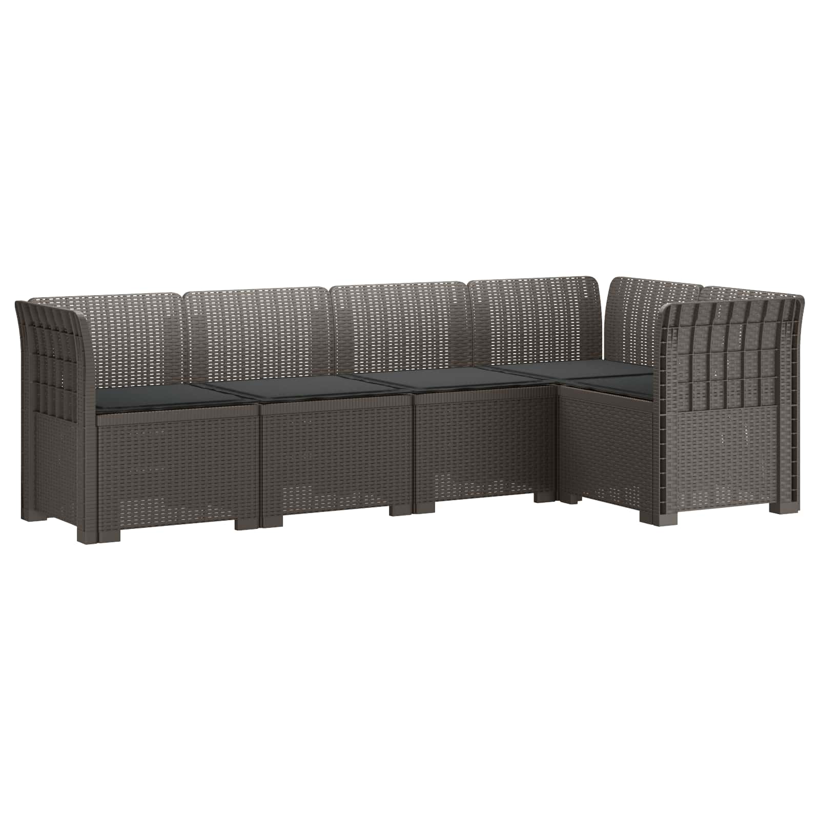 vidaXL 5-Seater Garden Sofa with Cushions Rattan Look PP Light Grey 2