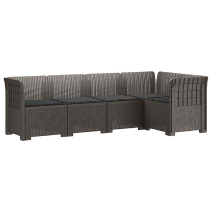 vidaXL 5-Seater Garden Sofa with Cushions Rattan Look PP Light Grey 2