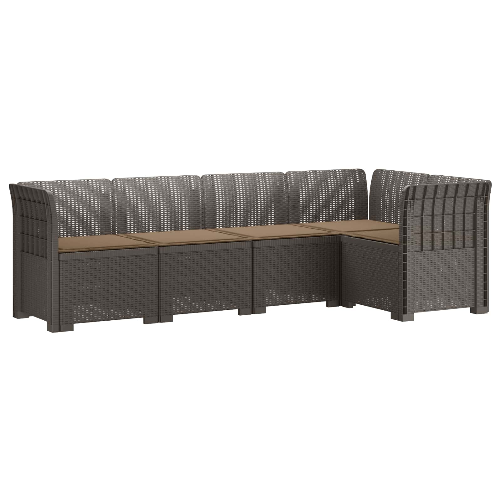 vidaXL 5-Seater Garden Sofa with Cushions Rattan Look PP Light Grey 2