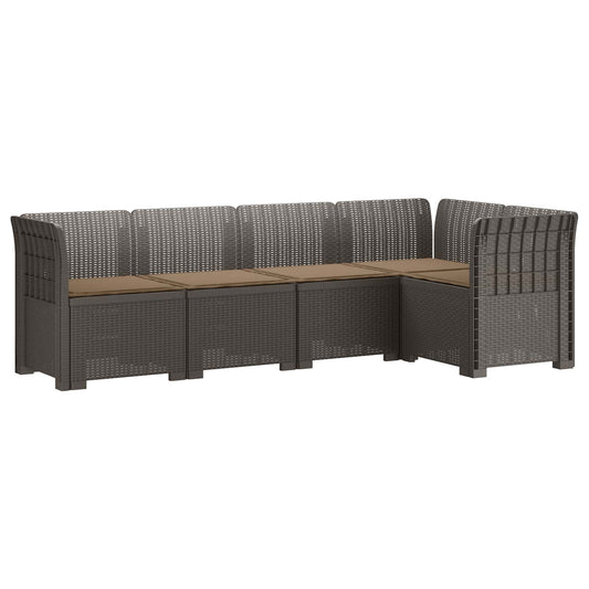 vidaXL 5-Seater Garden Sofa with Cushions Rattan Look PP Light Grey 2