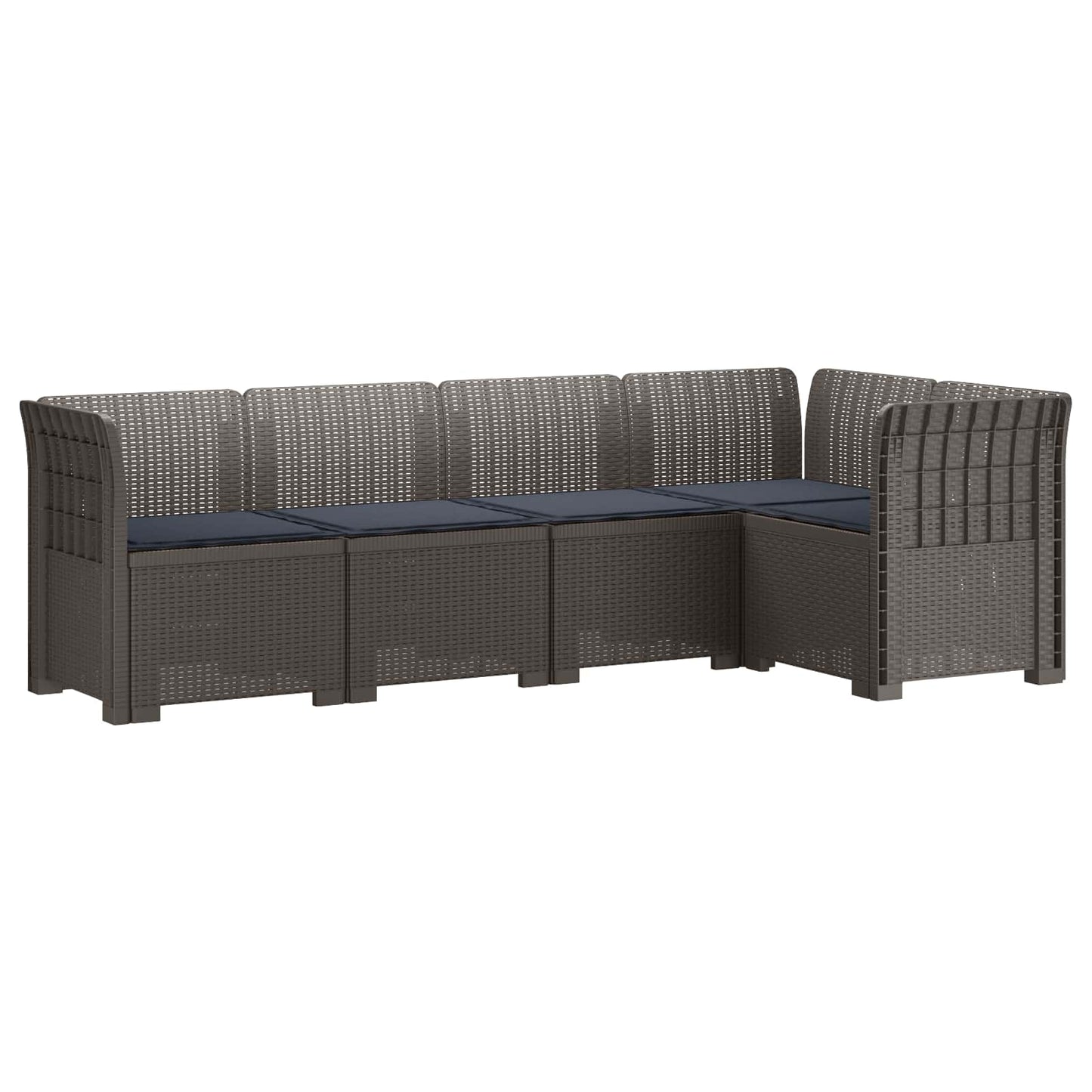 vidaXL 5-Seater Garden Sofa with Cushions Rattan Look PP Light Grey 2