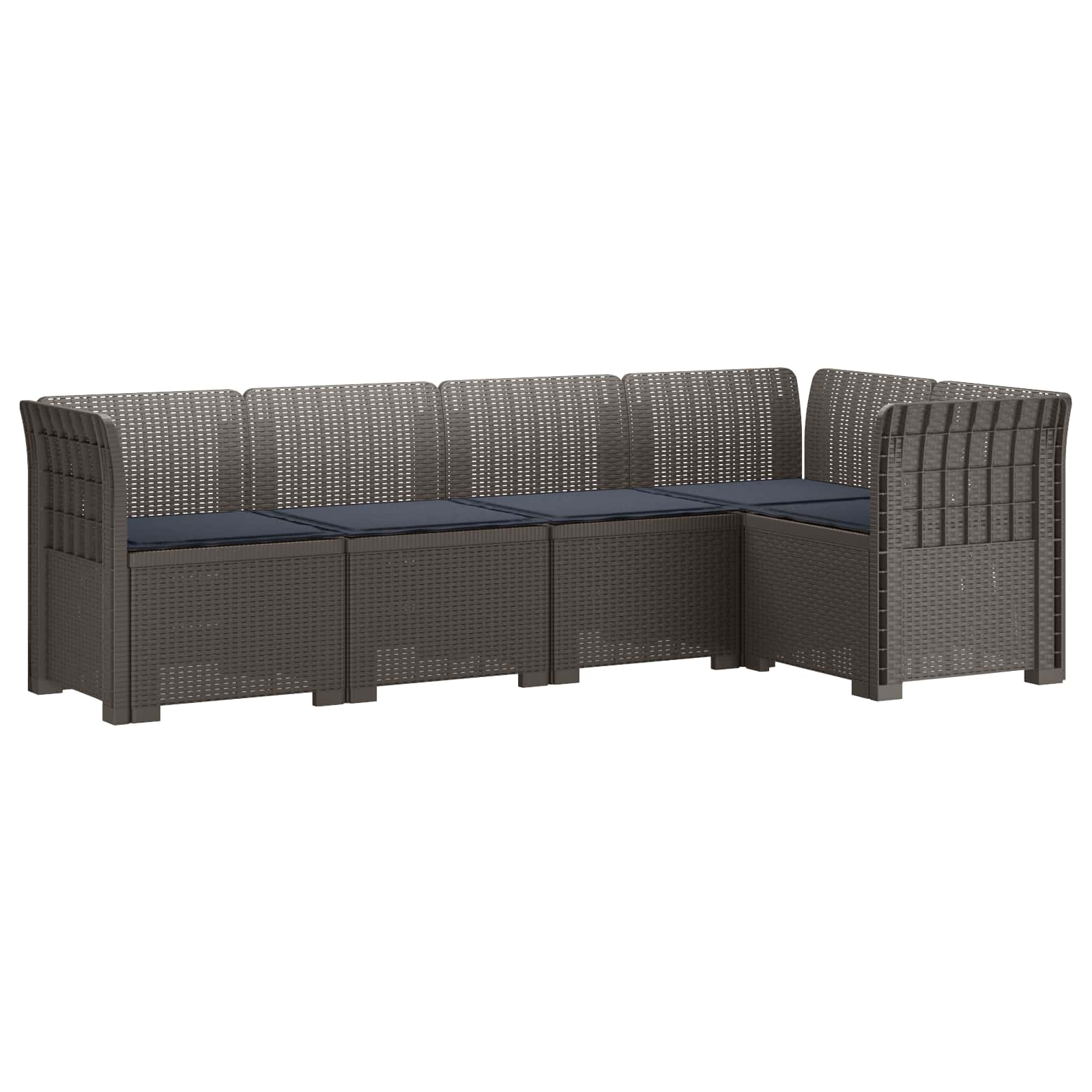 vidaXL 5-Seater Garden Sofa with Cushions Rattan Look PP Light Grey 2