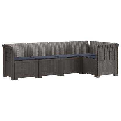 vidaXL 5-Seater Garden Sofa with Cushions Rattan Look PP Light Grey 2