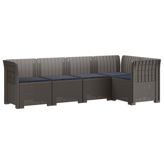vidaXL 5-Seater Garden Sofa with Cushions Rattan Look PP Light Grey 2