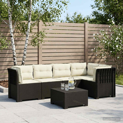 vidaXL 5-Seater Garden Sofa with Cushions Rattan Look PP Anthracite 1