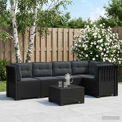 vidaXL 5-Seater Garden Sofa with Cushions Rattan Look PP Anthracite 1