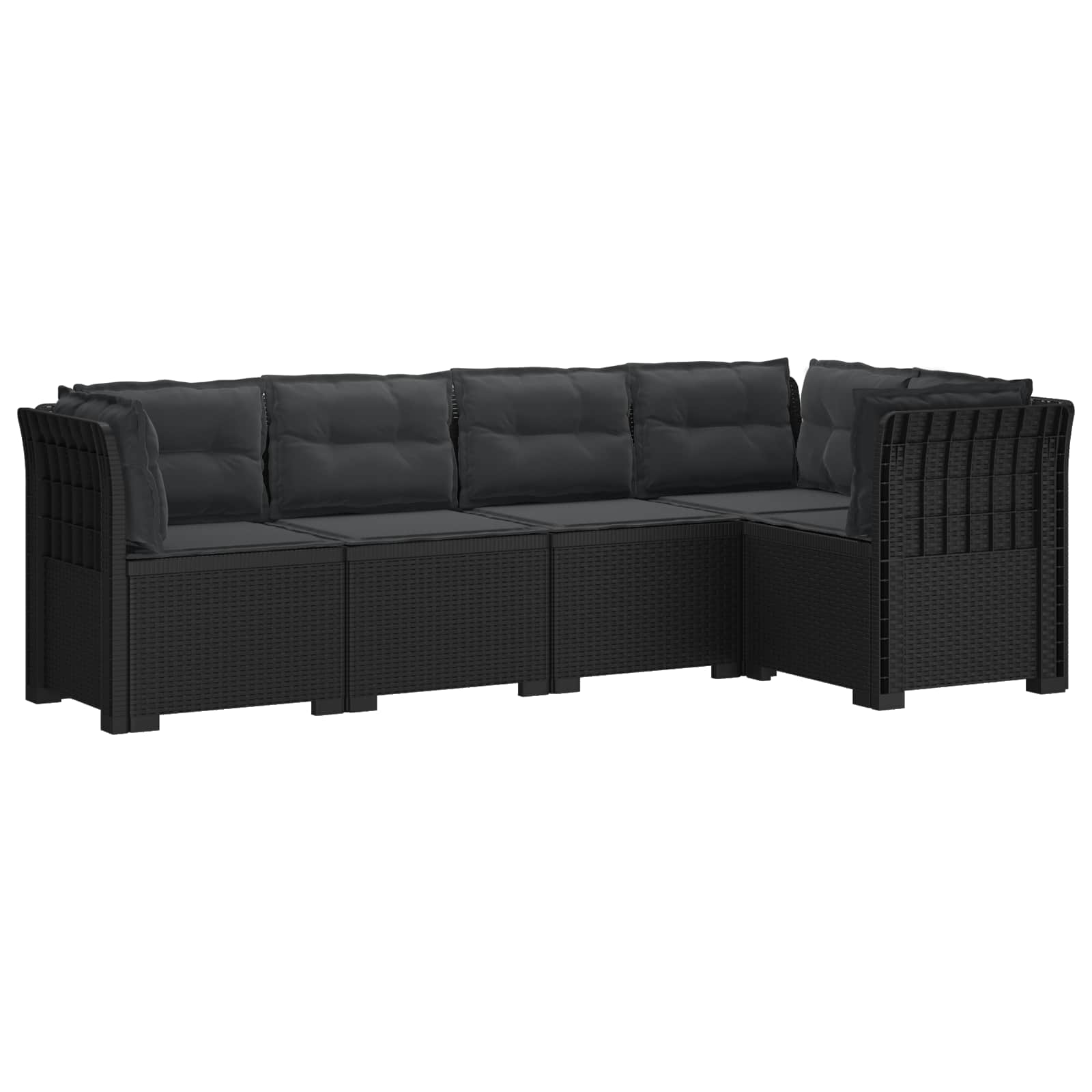vidaXL 5-Seater Garden Sofa with Cushions Rattan Look PP Anthracite 2