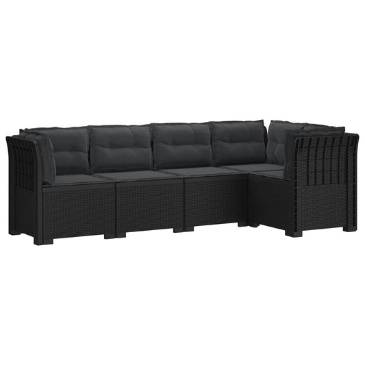 vidaXL 5-Seater Garden Sofa with Cushions Rattan Look PP Anthracite 2