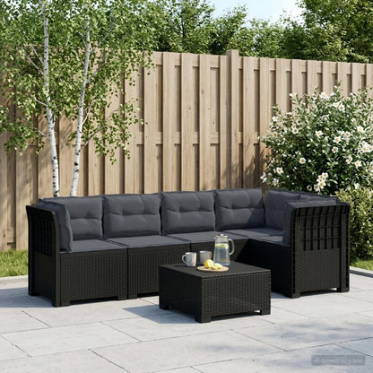 vidaXL 5-Seater Garden Sofa with Cushions Rattan Look PP Anthracite 1