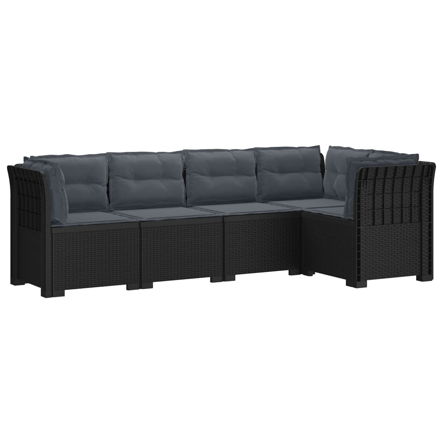 vidaXL 5-Seater Garden Sofa with Cushions Rattan Look PP Anthracite 2