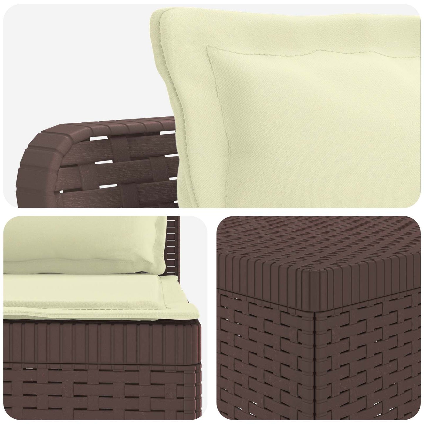 vidaXL 5-Seater Garden Sofa with Cushions Rattan Look PP Brown 5