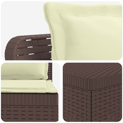 vidaXL 5-Seater Garden Sofa with Cushions Rattan Look PP Brown 5