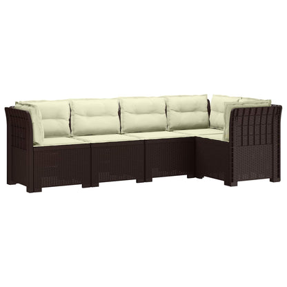 vidaXL 5-Seater Garden Sofa with Cushions Rattan Look PP Brown 2