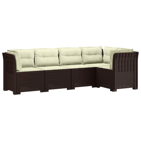 vidaXL 5-Seater Garden Sofa with Cushions Rattan Look PP Brown 2
