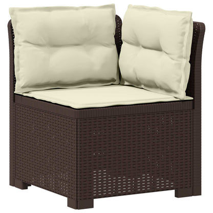 vidaXL 5-Seater Garden Sofa with Cushions Rattan Look PP Brown 4