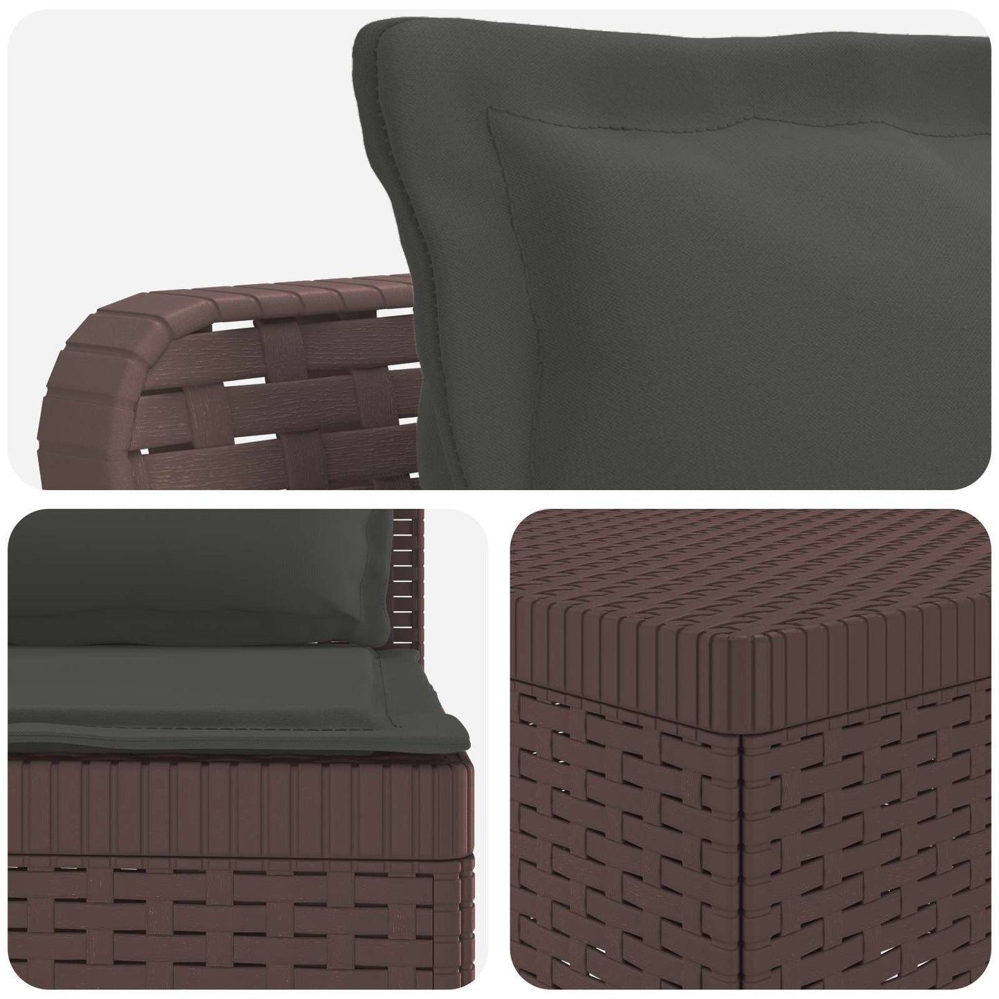 vidaXL 5-Seater Garden Sofa with Cushions Rattan Look PP Brown 5