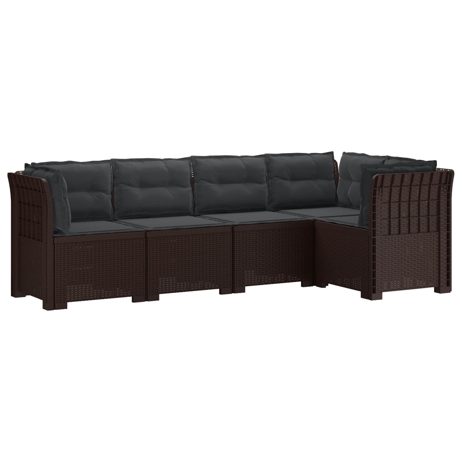 vidaXL 5-Seater Garden Sofa with Cushions Rattan Look PP Brown 2