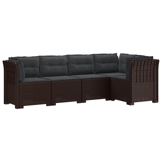 vidaXL 5-Seater Garden Sofa with Cushions Rattan Look PP Brown 2