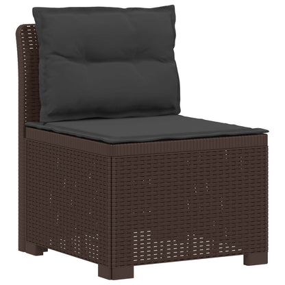 vidaXL 5-Seater Garden Sofa with Cushions Rattan Look PP Brown 3